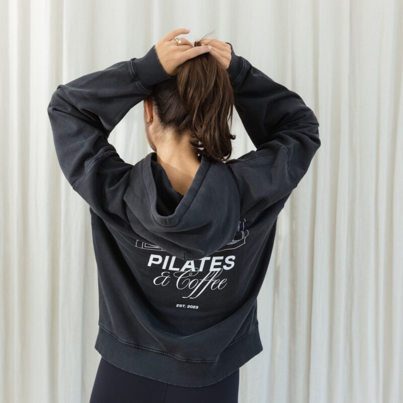 'Pilates & Coffee' Hoodie washed black